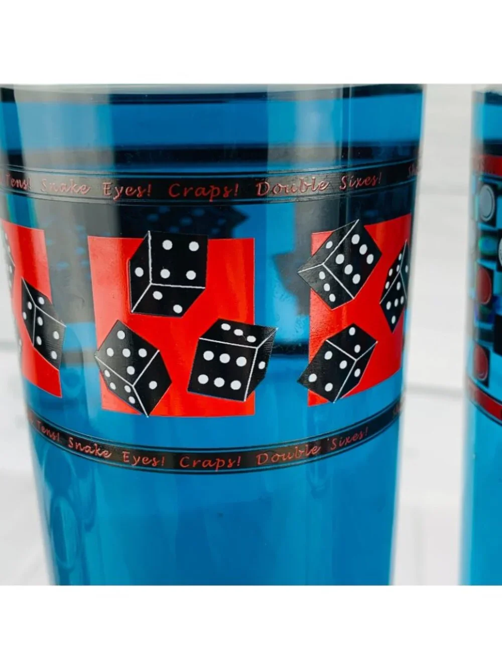Home Essential CLASSIC GAMES Style 1916 Black Red Motif Highball Glasses Set 6